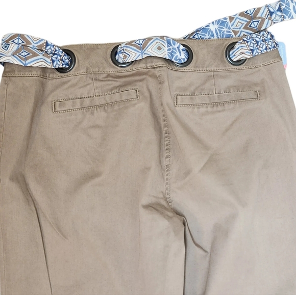 Sigrid Olsen. Wide Leg Khaki Pants w/ scarf belt. Size: 8 - Picture 7 of 10